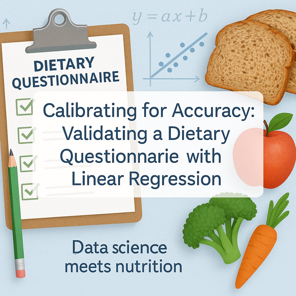 A case study on validating a new Food Frequency Questionnaire (FFQ) for dietary fiber intake. This post details the use of 24-hour dietary recalls as a reference method and the application of linear regression calibration to correct for measurement error, enhancing data accuracy for epidemiological research.
